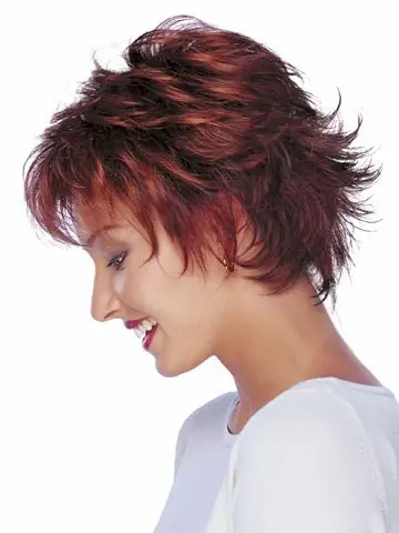 Cheap Peluca Short Haircuts Layers Pixie Cut Synthetic Hair Wigs Wavy Red Wigs Peruca With Full Bangs For Women