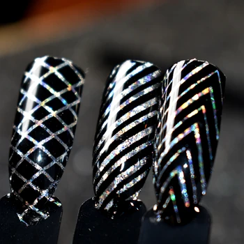 

1 roll Holographic Nail Foils Laser Stripe Holo Paper Polish Glue Nail Transfer Adhesive Sticker Decal DIY Beauty Wrap Nail