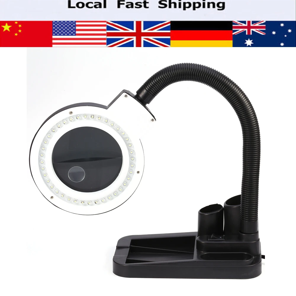 LED Energy Saving Magnifying Crafts Glass Desk Lamp With 5X & 10X