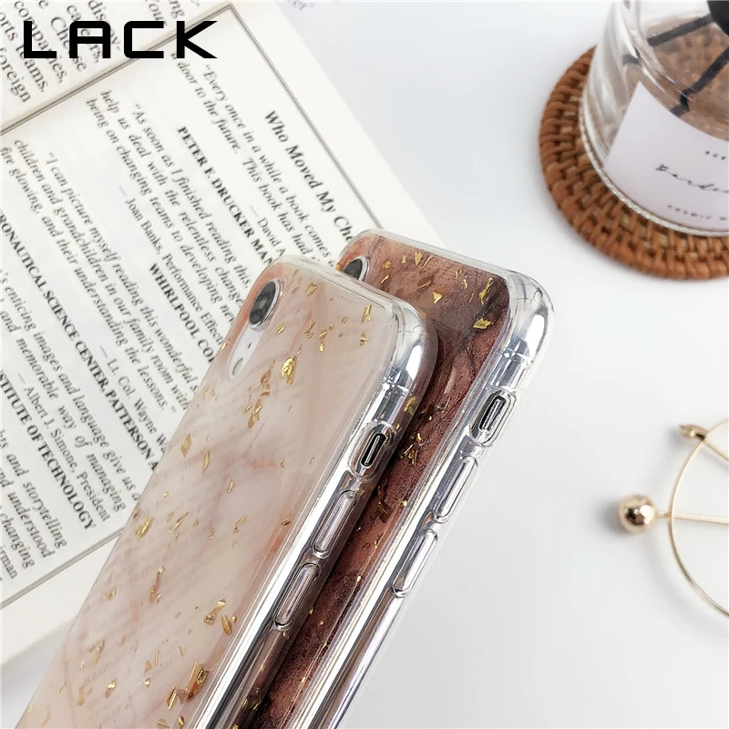 Чехол LACK с золотой фольгой и мрамором для iphone 11 11Pro Max XS XR X 6S 6 7 8 Plus роскошный модный