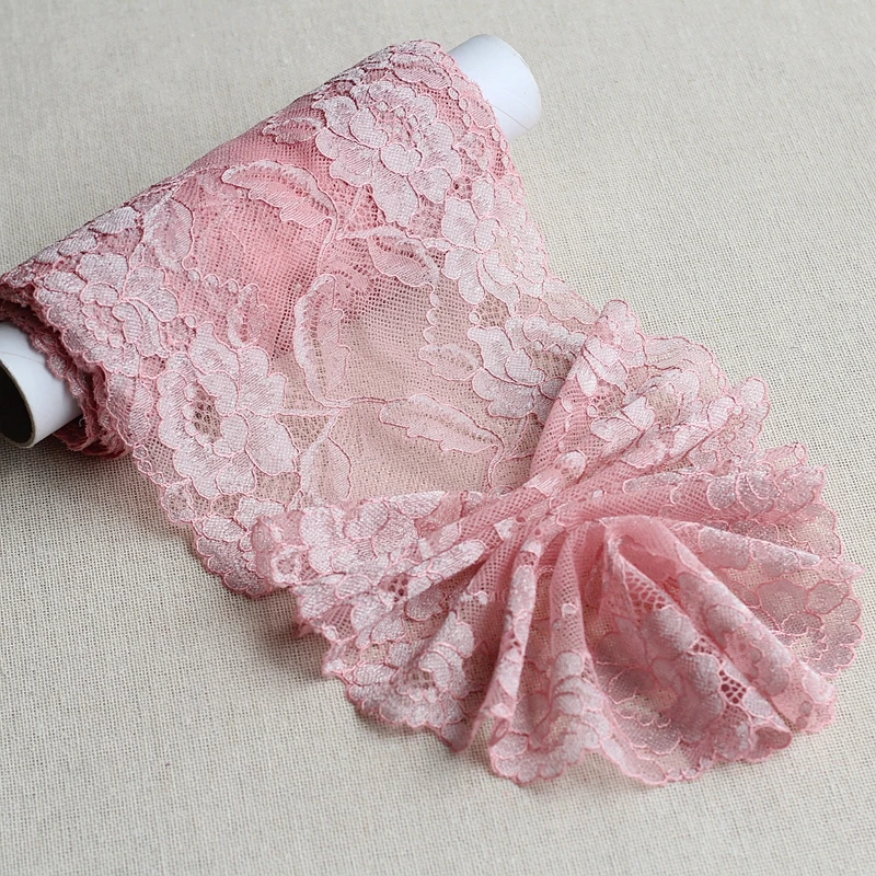 

MLAEY2Yards Pink/silver Exquisite Elastic stretch Lace Trim High Quality Lace Fabric DIY Craft&Sewing Dress Clothing Accessories