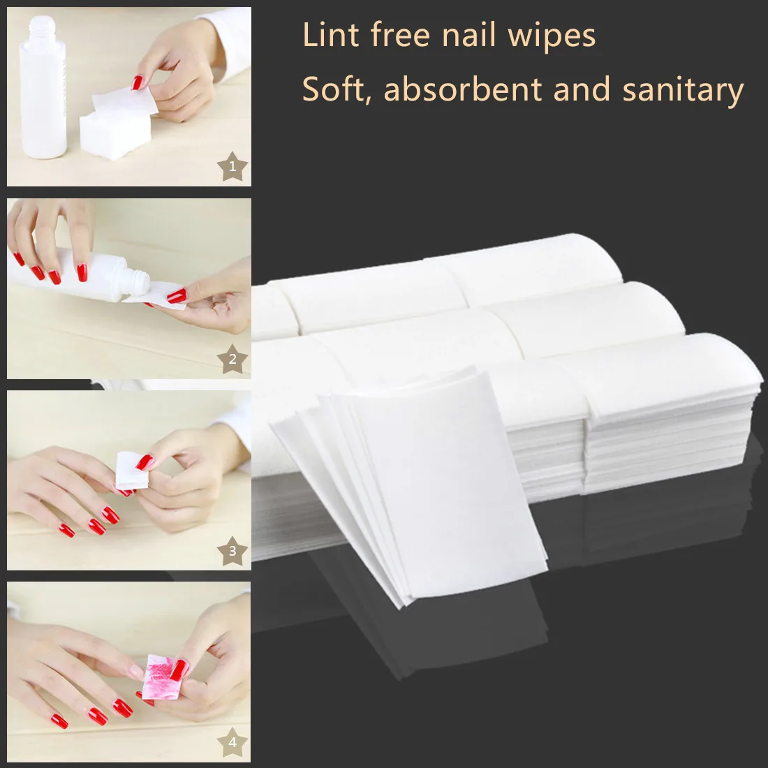 Lint-Free Wipes Nail Cleaner Cotton Napkins for Nails Art Paper Remove Gel Enhance Shine 900pcs/pack | Красота и здоровье