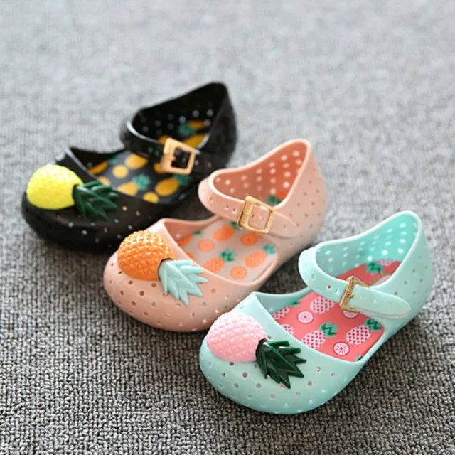 

Mini sed kids girl jelly sandals hot sale plain rain boot baby summer pineapple fruit style children toddler sandals zapatos
