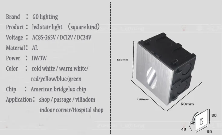 CP свет лестницы встраиваемый лестница Освещение 1 Вт 3 Вт стены лестница лампа квадратные стена лампы AC85-265V DC12V DC24V