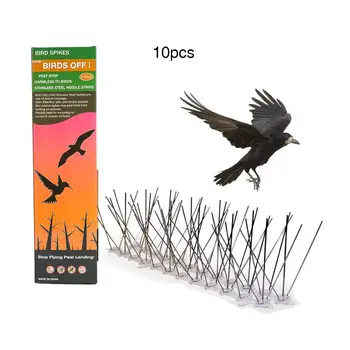 

10pcs 30cm Stainless Steel Pigeon Swallow Sparrow Bird Spikes Defender Anti Bird Gone with Flexible Plastic Base Strips