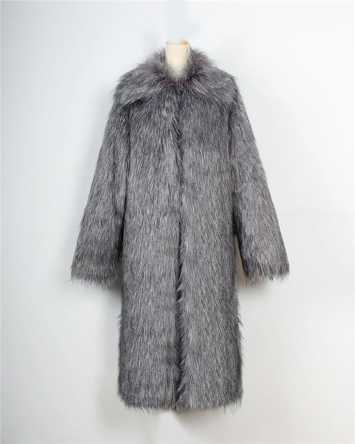 Fashion side collar long imitation fur fur jacket female autumn and winter new 2017 long coat coat female (21)