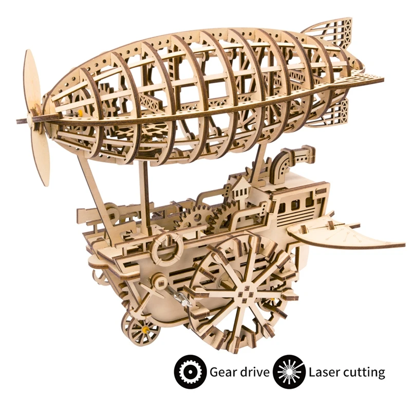 

Interesting DIY Moveable Airship Gear Drive By Clockwork 3D Wooden Model Building Kits Toys Hobbies Gift For Children/Adult