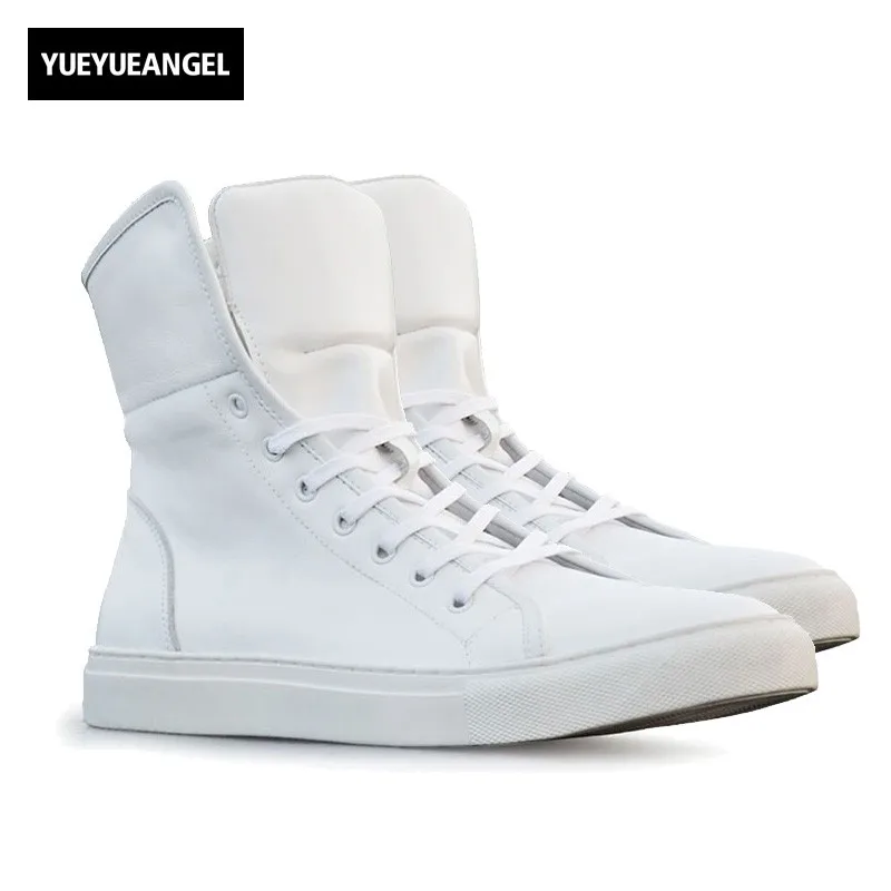 Buy New Autumn Men Shoes Punk White Motorcycle Boots