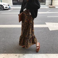 Женская мохеровая кофта осень для женщин Lepoard юбка эластичный пояс пикантные леопардовым принтом миди длинные плиссированные юбки для дам уличн