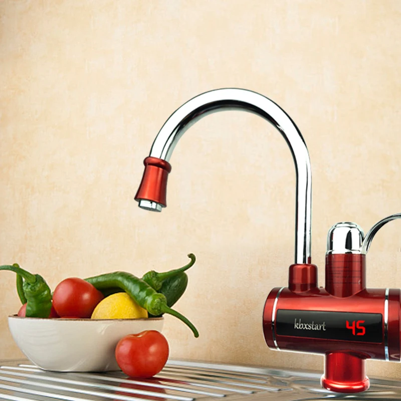 

Electric Water Heater Tap Kitchen Electric Faucet Instant Tankless Hot Water Heater Continuous With Led Digital Temperature Show