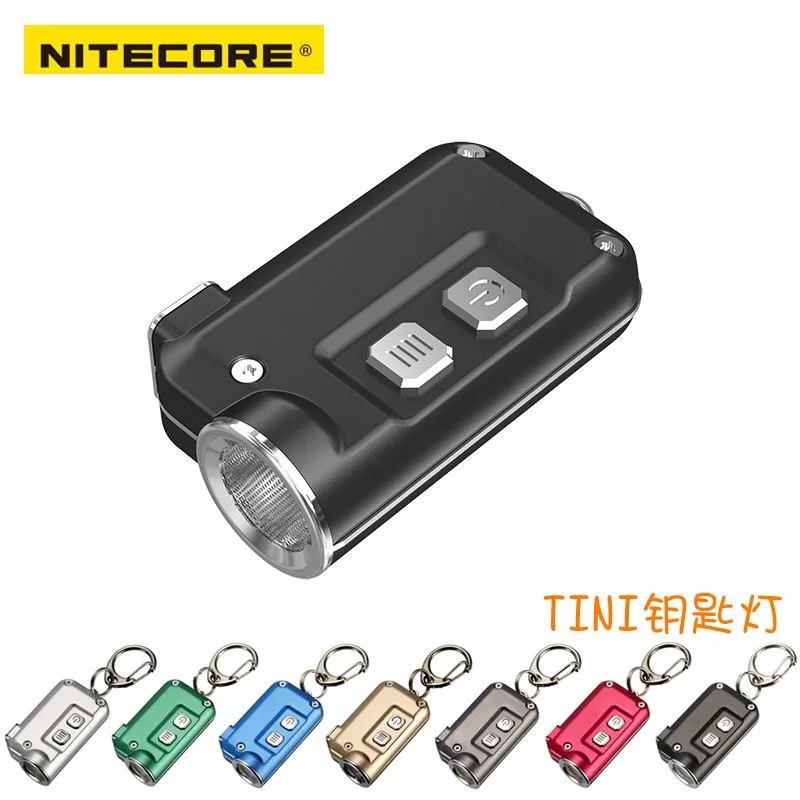  Nueva Nitecore TINI 380 lumens Micro-usb de carga Mini Metálico Llavero linterna de Luz