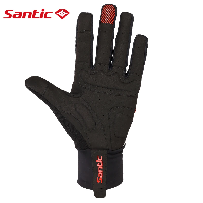 Santic перчатки для велоспорта Мужские красные черные гелевые теплые полный палец с сенсорной функцией противоударные теплые для ранней зимы осени C09046
