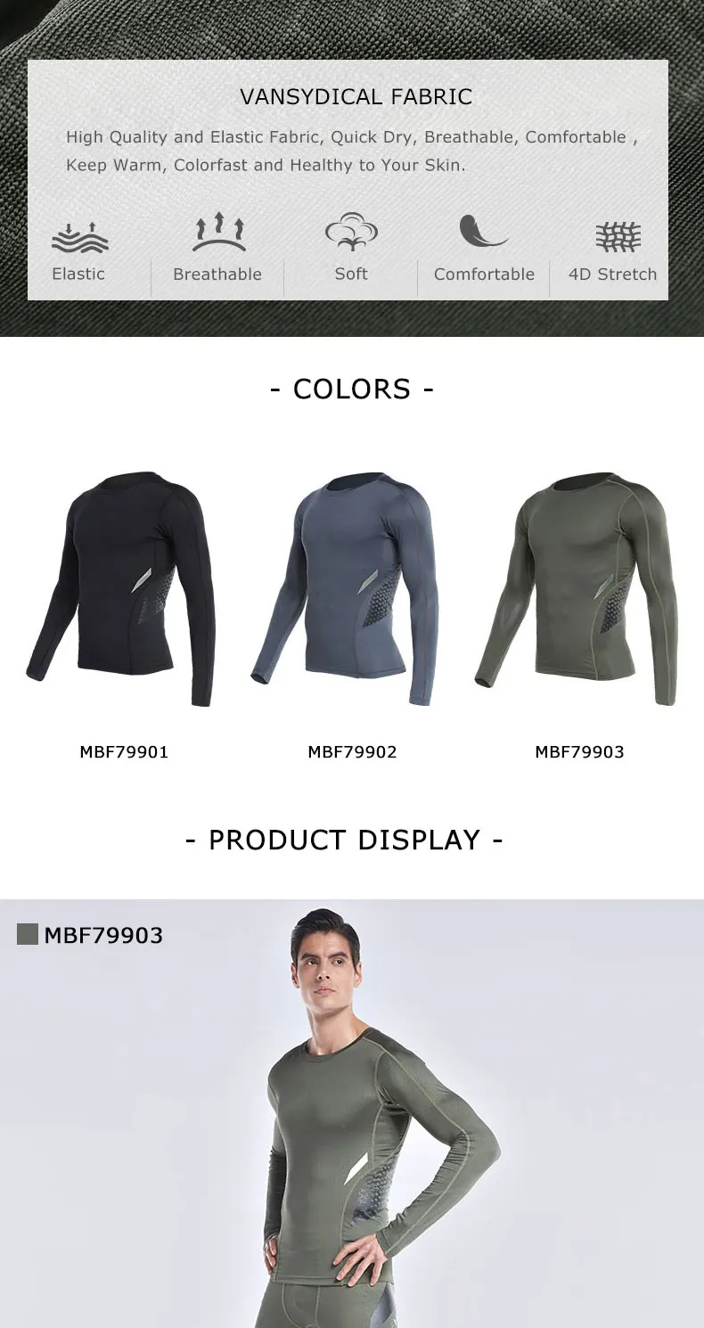 VANSYDICAL Quick Dry Running T-shirts Men Compression Shirts Men\'s Long Sleeve Screen Printing Shirt for Outdoor Fitness Tops XL 15