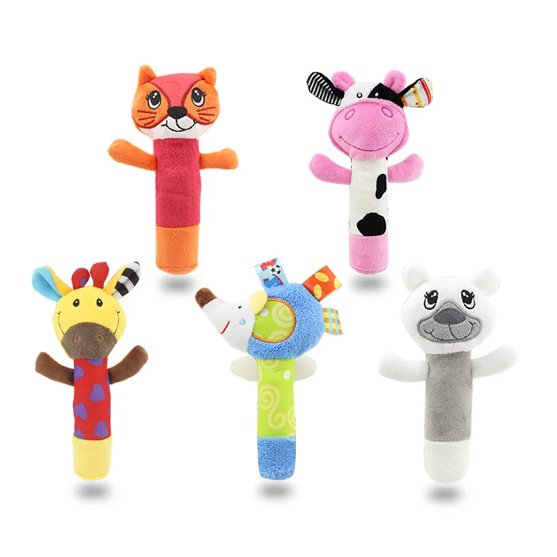 Детские Мультяшные животные ручной трещотка детская игрушка для хватания игрушка для раннего развития кукла Ежик корова лиса узор