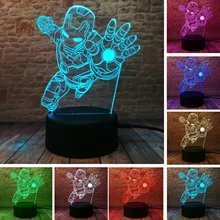 Marvel Movie Legends Iorn Man 3D Optical Action Figure Sleeping Night Light Multi Colors Smart Child Kids Table Lamp Xmas Gifts