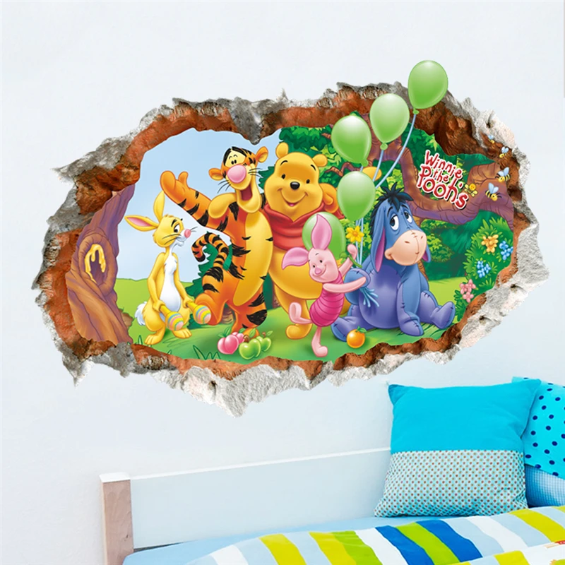 US $1.39 25% OFF|Animals zoo cartoon Winnie Pooh HOME bedroom decals wall stickers for kids rooms wall decals nursery party supply gifts poster|sticker tree|bedroom cabinet|stickers for kids bedroom - AliExpress