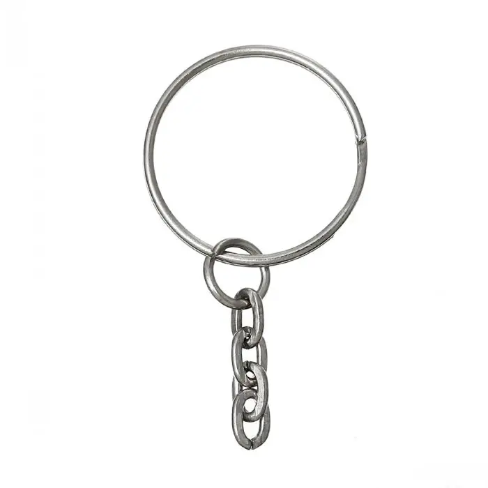 

8SEASONS Key Chains & Key Rings Round Silver Tone Color Keychain 4.8cm(1 7/8"),100PCs