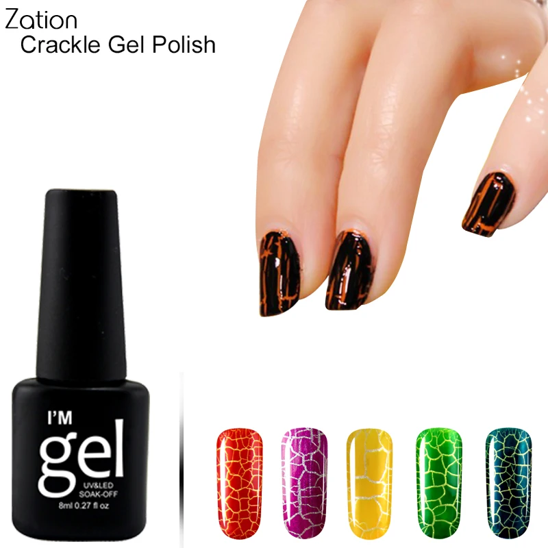 Zation Crackle Varnish Nail Polish Crack Nail Gel Colorful Lacquer