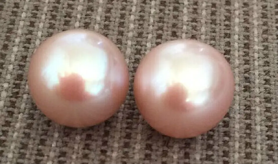 

Beautiful a pair 10-11mm AAA south sea round lavender half drilled loose pearl