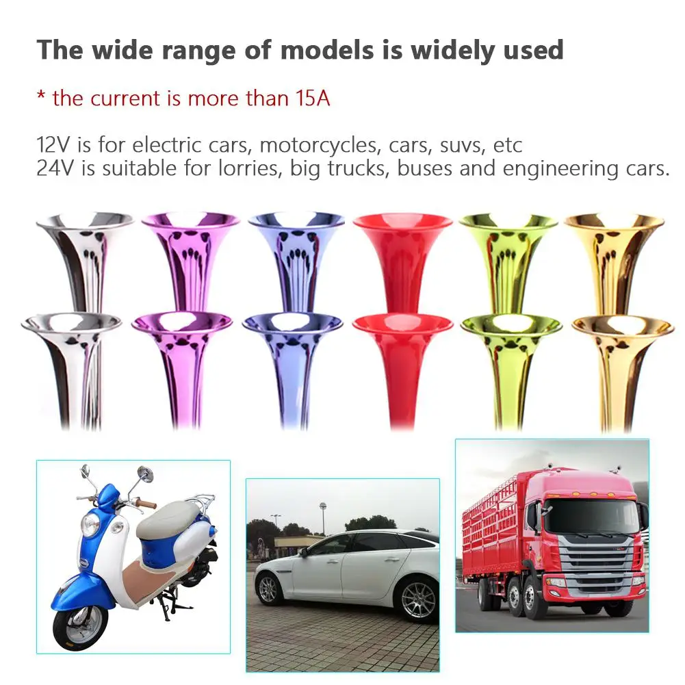  Universal 178DB 12V Super Loud Dual Trumpet Car Air Horn Compressor Kit For Motorcycle Boat Truck T