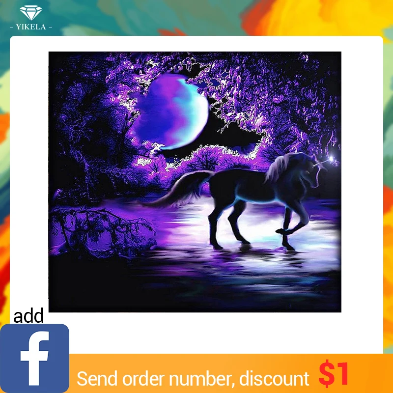 

New 5d diamond embroidery kits cross-stitch purple Unicorn home decor diamond painting mosaic diy pcitures paint needlework 2YZ