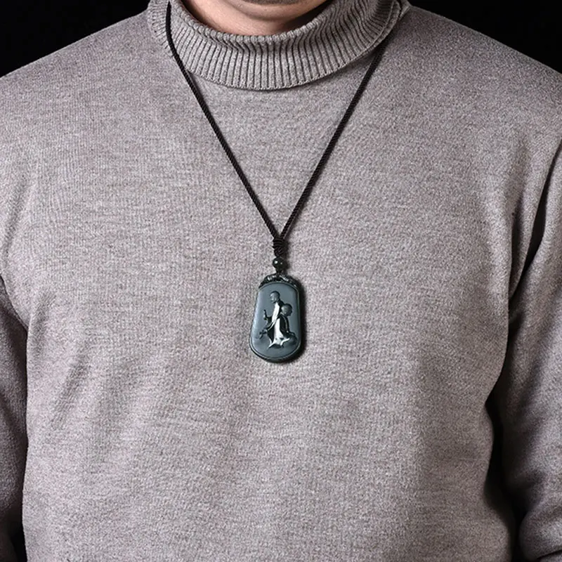 Ожерелье «Кулон Будда» из натурального хотанского нефрита ручной работы, антикварные ювелирные изделия для мужчин и женщин, подарки