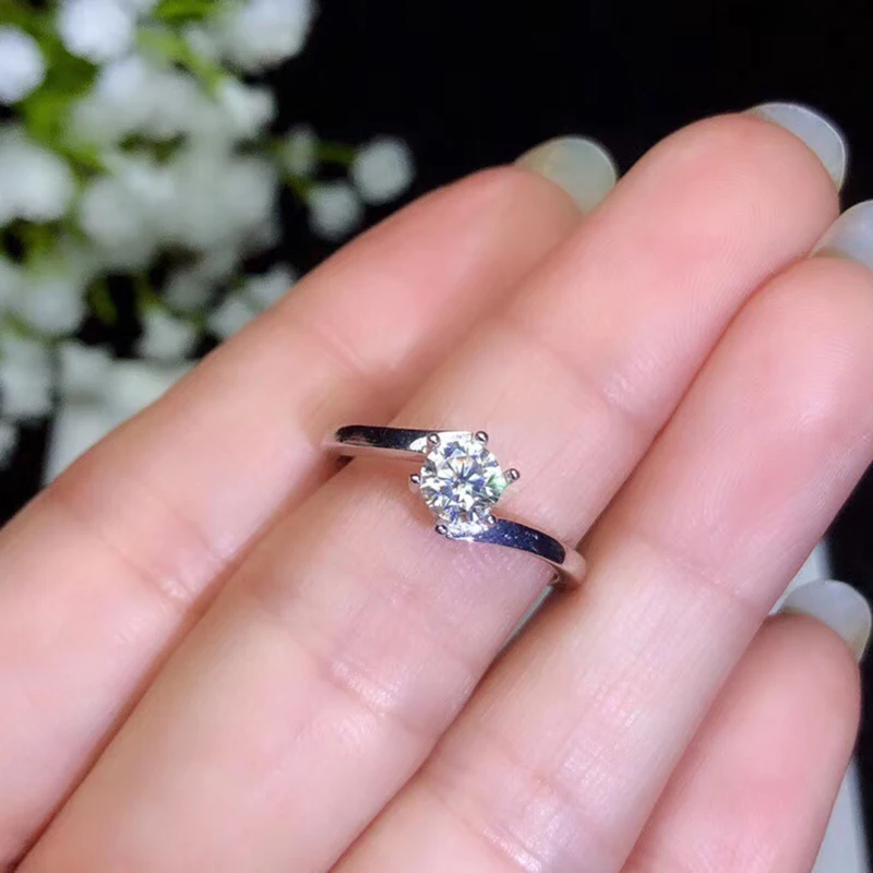 Ювелирные изделия colife Moissanite серебряное кольцо для помолвки 0.5ct VVS Moissanite кольцо простое 925 Серебряное кольцо с драгоценным камнем подарок на день рождения