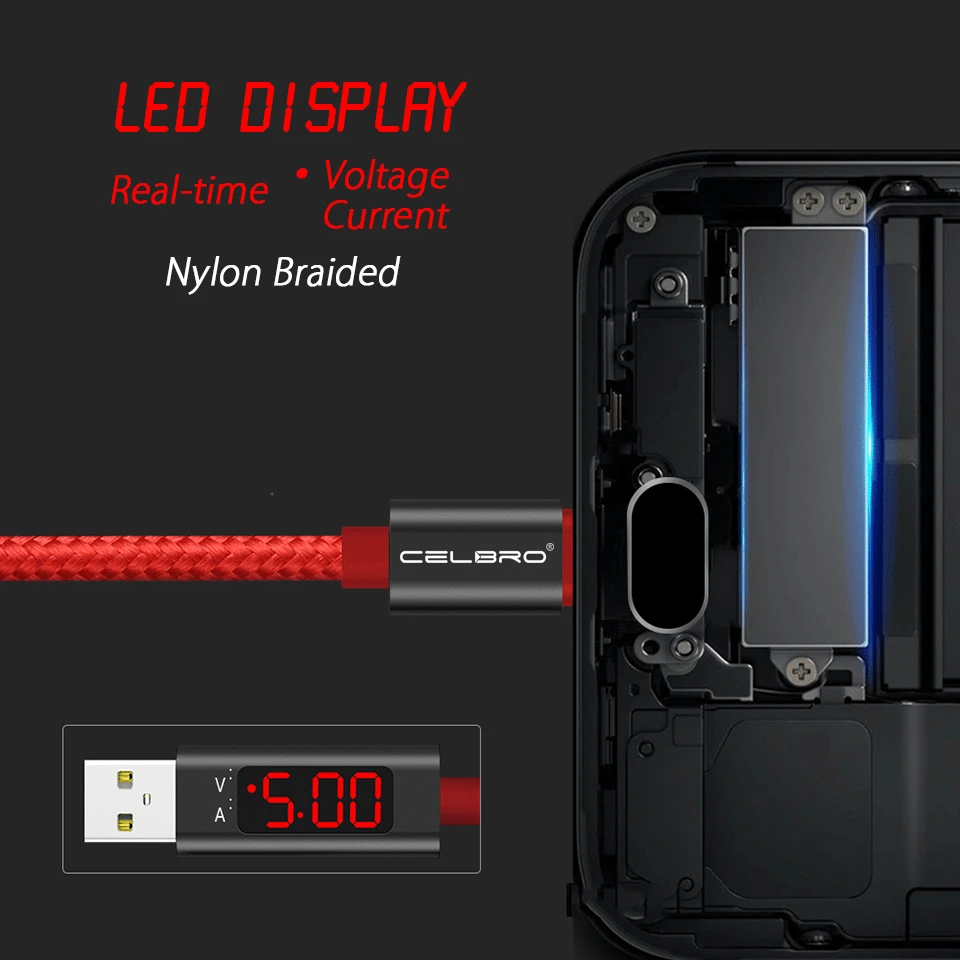 Usb type C Quick Charge QC 3 0 кабель светодиодный дисплей usb для зарядного устройства Шнур Meizu