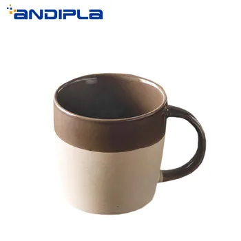

350ml Vintage Japanese Style Coarse Pottery Mug Ceramic Coffee Cup Two-tone Water Mugs Fruit Juice Milk Tea Cups Drinkware Decor