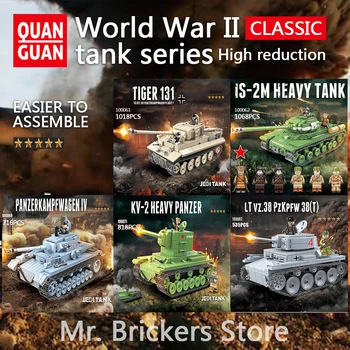 

Military Series WW2 Tanks Vehicles Guns Building Blocks Bricks Model with Weapons and Figures Christmas Gifts for Boys
