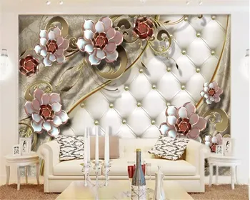 

beibehang wallpaper 3d on the wall Exquisite luxury rose soft envelope three-dimensional flower wallpaper wall decoration mural