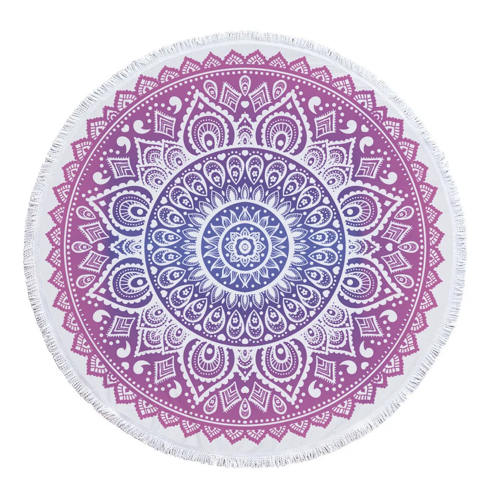 Floral Tassel Yoga Mat Round Blanket Beach Cooling Towel Round Beach Microfiber Towel SD90 (3)