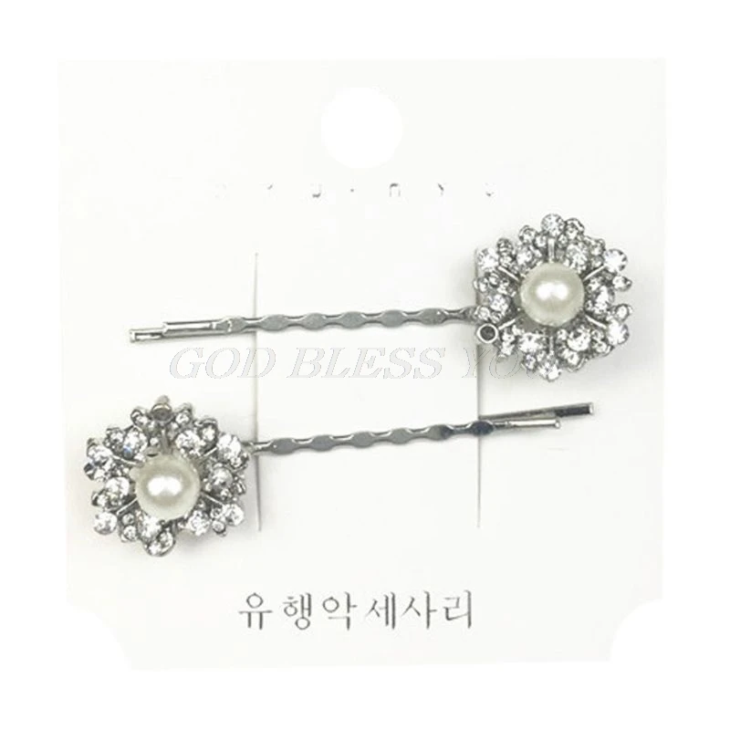 2Pcs/Pair Women Metal Alloy Gold Hair Clips Leaf Star Scissors One Word Hairpins Imitation Pearl Beaded Styling Hair Accessories - Color: 9