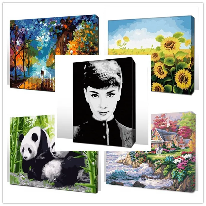 Framed painting by numbers paint by number canvas painting for living