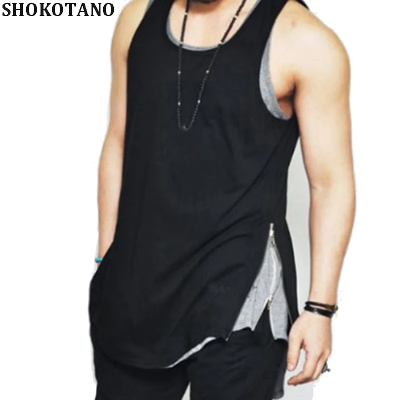 

SHOKOTANO 2018 New Brand Stylish Summer Casual Tank Tops For Man Solid Color Hip Hop Sleeveless Swag Hem Hipster Vest Streetwear