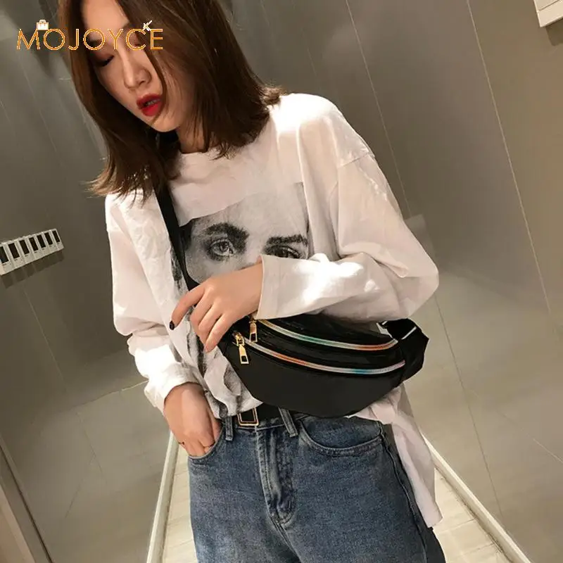 Высокое качество обувь для девочек повседневное Лето Crossbody Fanny Packs Светоотражающие лазерной для женщин Пояс Бум сумки на плечо Новинка 2019