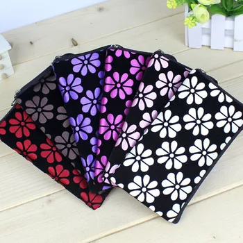 

Fashion lady clutch bag flower print fabric mobile phone purse small square bag coin purse Zipper Zero Wallet T612