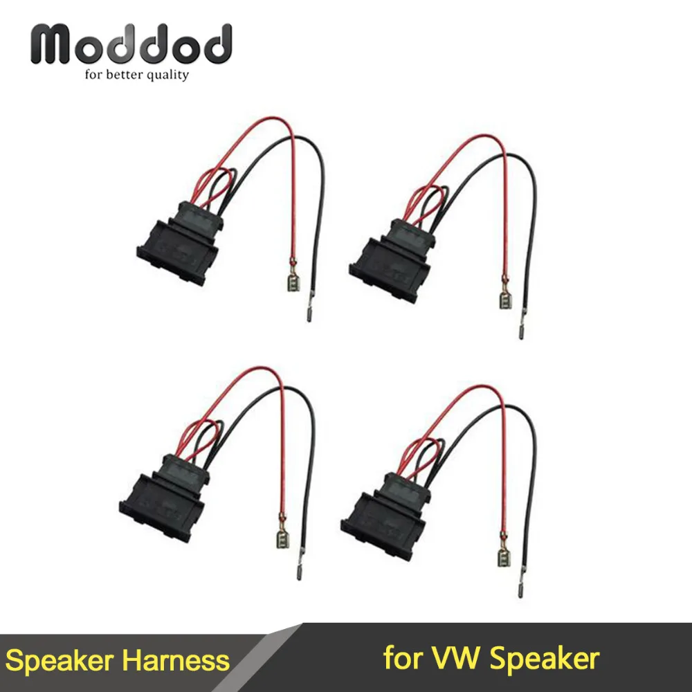 For VW SEAT PASSAT GOLF POLO Radio Stereo Speaker Wire Harness Adapter Plugs Aftermarket Cable 2 Pairs 