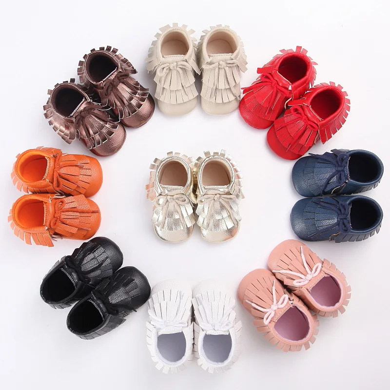 

PU Leather Baby First Walkers Brand Moccasins Fringe Baby Girl Shoes Cute Soft Soles Lace-Up Baby Boy Shoes Toddler Crib Shoes