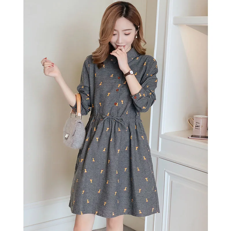 

Maternity Dresses Pregnancy Clothes For Pregnant Women Casual Autumn Long Sleeve Print Slimming Pregnant Dress Vestidos