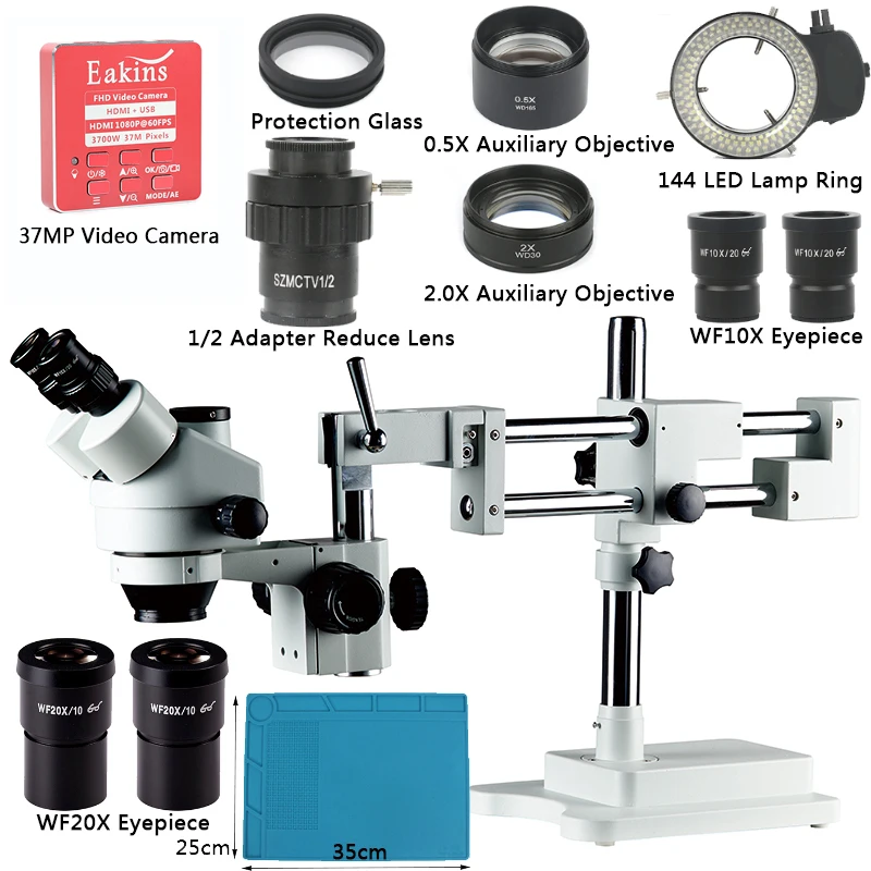 3.5X-90X симуляторный фокусный Тринокулярный стереомикроскоп двойная стойка+ 37MP 1080P HDMI USB видео камера для промышленного ремонта печатных плат