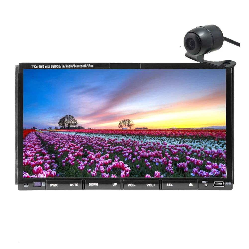 Radio Receiver Autoradio Car DVD Player USB SD GPS Monitor CD VCD 2 Din In Dash Audio Video Headunit Car Stereo Bluetooth Touch Screen Remote control EQ Subwoofer RDS Camera