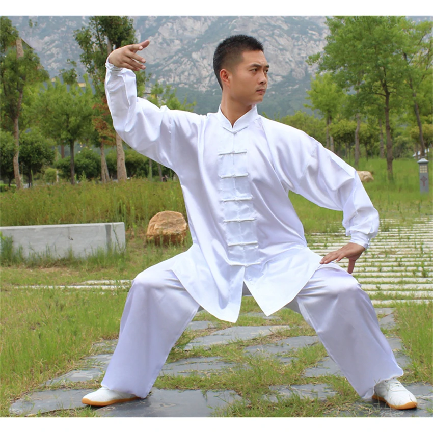 110-180cm Chinese Traditional Tai Chi Kung Fu Uniforms Kids Adult Satin Performance Dance Costumes Morning Exercise Wushu Suit