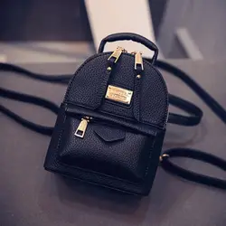 Женский рюкзак сумка Для женщин сумка-мессенджер мини маленький рюкзак для девочек ветер искусственная кожа простой ретро досуг черный