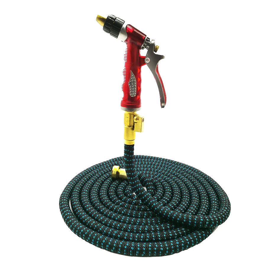 Garden Water Hose 25 100FT Telescopic Flexible Magic Hose With Spray Gun Natural Latex Inner