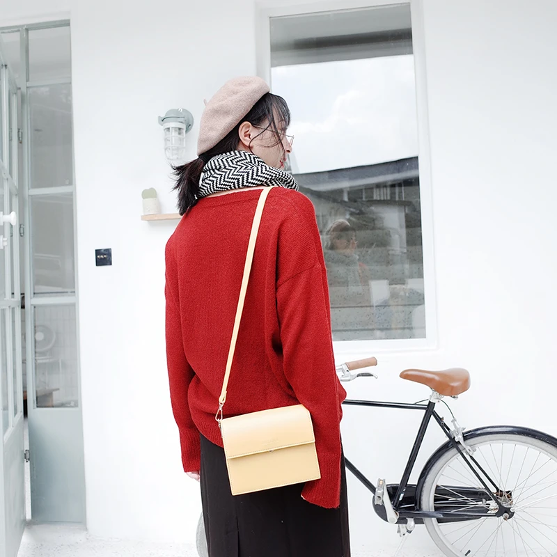 MICOCAH yellow shoulder bag women wide strap 2 straps crossbody bag woman PU leather bags brand MMSD177