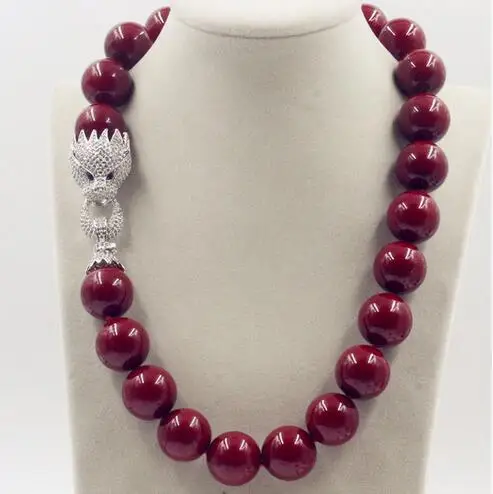 

Huge 20mm Genuine Red Shell Pearl Necklace 18'' AAA Crystal Clasp>>>girls choker necklace pendant Free shipping