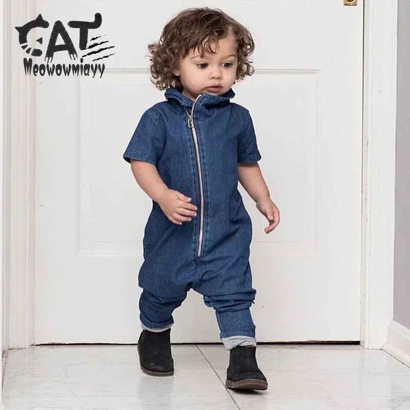 Baby boy clothes 2018 spring kids clothing denim short sleeve zipper