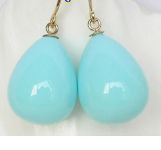 

hj 00520 big pear 16mm sky blue drip sea shell pearls Earrings Dangle