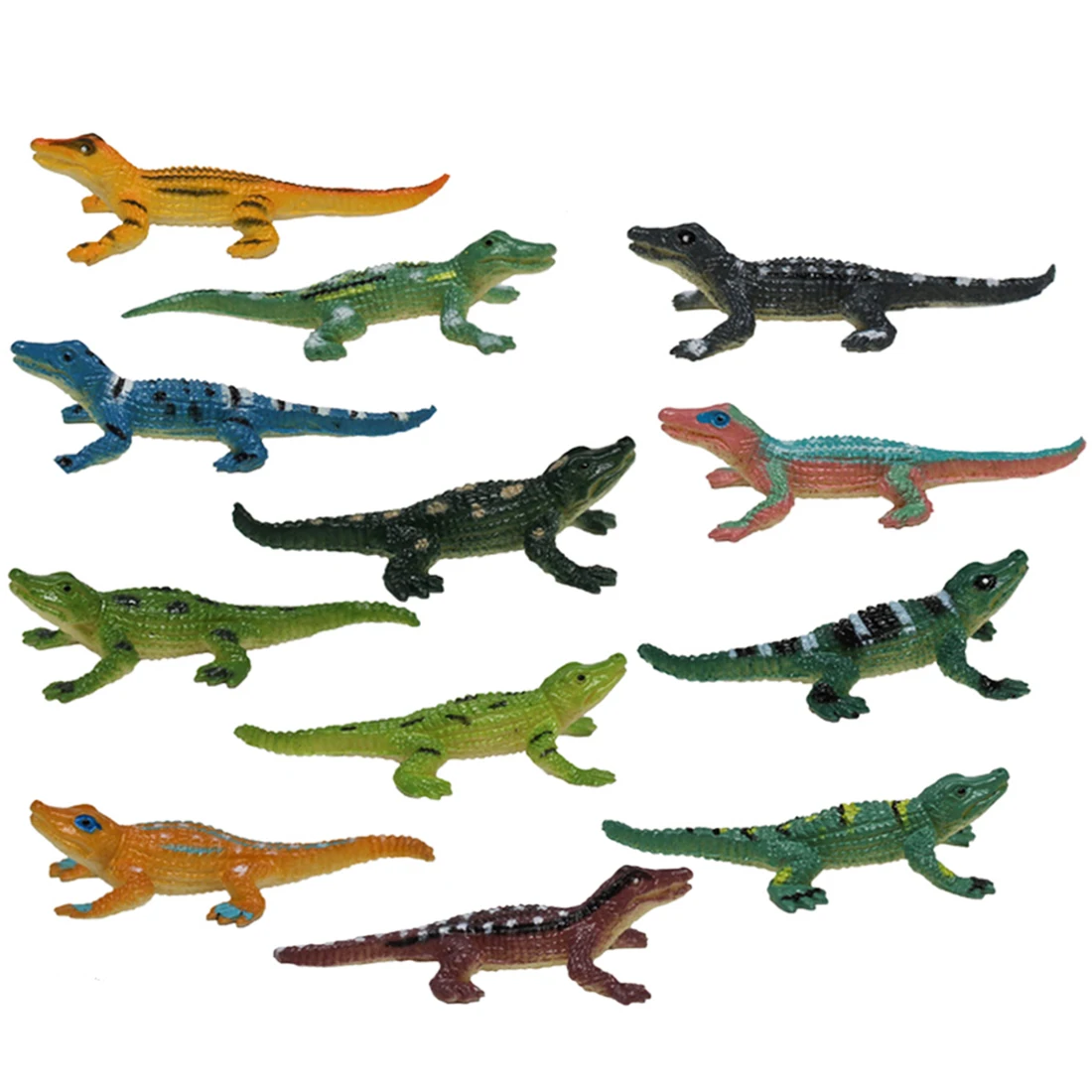 

12Pcs Crocodile Toy Simulation Crocodilian Model Children Early Learning Cognitive Toy Playset for Kid Learning Animal Kits